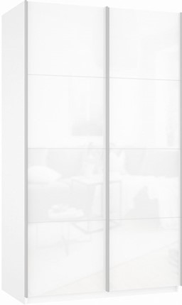 Шкаф-купе Прайм (Белое стекло/Белое стекло) 1600x570x2300, белый снег в Новосибирске - изображение