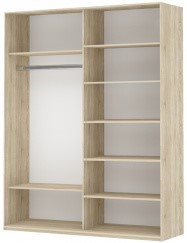 Шкаф 2-х створчатый Прайм (Белое стекло/Белое стекло) 1600x570x2300, Крафт табачный в Новосибирске - изображение 1