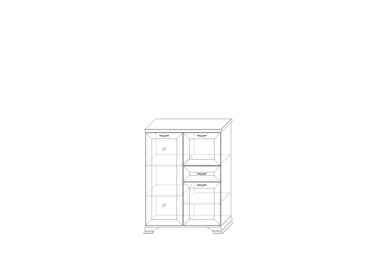 Шкаф низкий  (1 стеклодверь) Сиена, Бодега белый / патина золото в Новосибирске - изображение 1