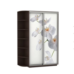 Шкаф 2-х створчатый Экспресс 1500x600x2200, со стеллажом, Орхидея белая/венге в Новосибирске