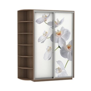 Шкаф 2-х створчатый Экспресс 1500x600x2200, со стеллажом, Орхидея белая/шимо темный в Новосибирске