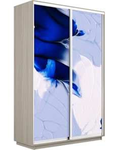 Шкаф двухдверный Экспресс 1200x450x2200, Абстракция бело-голубая/шимо светлый в Новосибирске