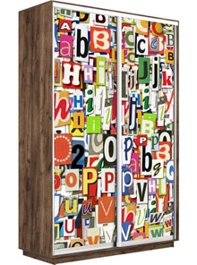Шкаф 2-створчатый Экспресс 1200x450x2400, Буквы/дуб табачный в Новосибирске - предосмотр