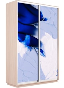 Шкаф двухдверный Экспресс 1200x600x2200, Абстракция бело-голубая/дуб молочный в Новосибирске