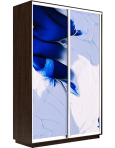 Шкаф 2-дверный Экспресс 1200x600x2200, Абстракция бело-голубая/венге в Новосибирске