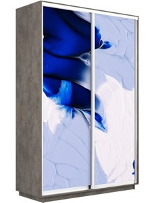 Шкаф Экспресс 1400x450x2200, Абстракция бело-голубая/бетон в Новосибирске