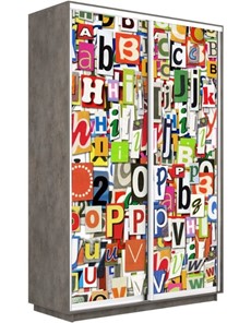 Шкаф 2-створчатый Экспресс 1400x450x2200, Буквы/бетон в Новосибирске