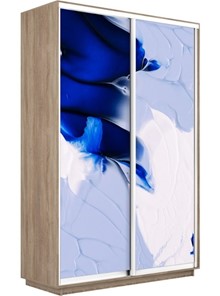 Шкаф 2-дверный Экспресс 1400x600x2200, Абстракция бело-голубая/дуб сонома в Новосибирске - предосмотр