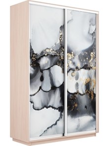 Шкаф 2-х дверный Экспресс 1400x600x2200, Абстракция серая/дуб молочный в Новосибирске
