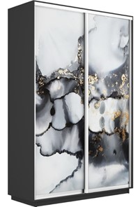 Шкаф-купе Экспресс 1400x600x2200, Абстракция серая/серый диамант в Новосибирске - предосмотр