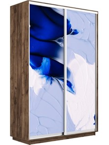 Шкаф Экспресс 1400x600x2400, Абстракция бело-голубая/дуб табачный в Новосибирске - предосмотр