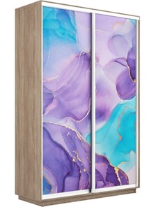 Шкаф 2-х дверный Экспресс 1600x450x2200, Абстракция фиолетовая/дуб сонома в Новосибирске - предосмотр
