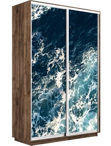 Шкаф 2-створчатый Экспресс 1600x450x2200, Морские волны/дуб табачный в Новосибирске - предосмотр