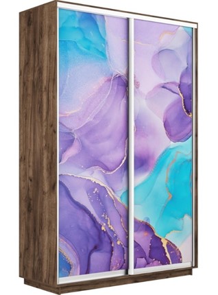 Шкаф 2-створчатый Экспресс 1600x600x2200, Абстракция фиолетовая/дуб табачный в Новосибирске - изображение