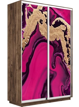 Шкаф 2-х дверный Экспресс 1600x600x2200, Абстракция розовая/дуб табачный в Новосибирске - изображение