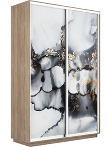 Шкаф 2-х дверный Экспресс 1600x600x2400, Абстракция серая/дуб сонома в Новосибирске