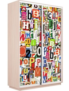 Шкаф 2-створчатый Экспресс 1600x600x2400, Буквы/дуб молочный в Новосибирске - предосмотр