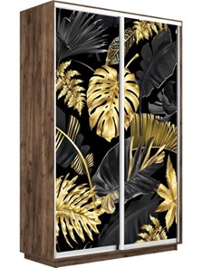 Шкаф 2-х дверный Экспресс 1600x600x2400, Листья золото/дуб табачный в Новосибирске - предосмотр