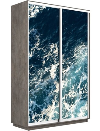 Шкаф Экспресс 1600x600x2400, Морские волны/бетон в Новосибирске - изображение