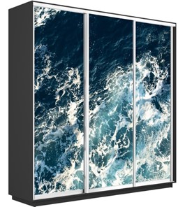 Шкаф 3-х дверный Экспресс 1800х450х2200, Морские волны/серый диамант в Новосибирске