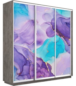Шкаф 3-дверный Экспресс 1800х600х2200, Абстракция фиолетовая/бетон в Новосибирске