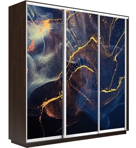 Шкаф 3-х створчатый Экспресс 1800х600х2400, Абстракция золотая пыль/венге в Новосибирске - предосмотр