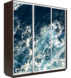Шкаф 3-дверный Экспресс 1800х600х2400, Морские волны/венге в Новосибирске