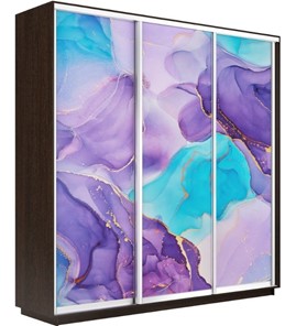 Шкаф 3-дверный Экспресс 2100х600х2200, Абстракция фиолетовая/венге в Новосибирске