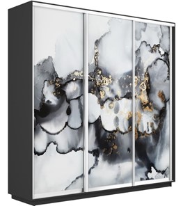 Шкаф 3-дверный Экспресс 2100х600х2200, Абстракция серая/серый диамант в Новосибирске