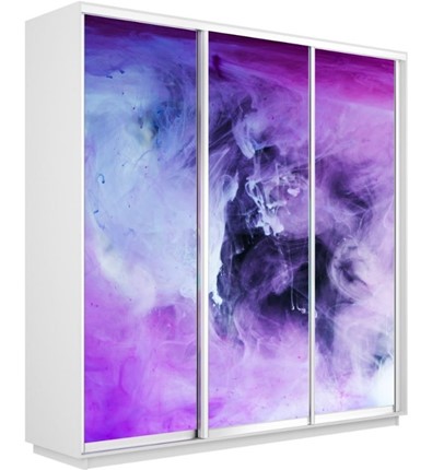 Шкаф 3-х створчатый Экспресс 2100х600х2400, Фиолетовый дым/белый снег в Новосибирске - изображение