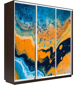 Шкаф 3-х дверный Экспресс 2400х450х2200, Абстракция оранжево-голубая/венге в Новосибирске
