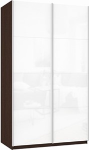 Шкаф 2-х створчатый Прайм (Белое стекло/Белое стекло) 1600x570x2300, венге в Новосибирске - предосмотр