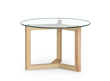 Круглый столик Оникс-8, Натуральный массив/Прозрачное стекло в Новосибирске