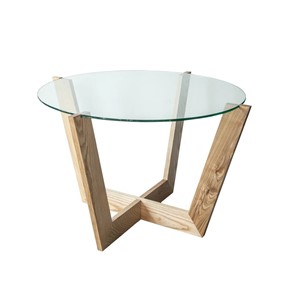 Стеклянный столик Оникс-10, Натуральный массив/Прозрачное стекло в Бердске