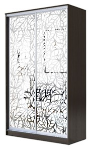 Шкаф 2-х дверный 2200х1500х420 два зеркала, "Листья" ХИТ 22-4-15-66-17 Венге в Новосибирске - предосмотр