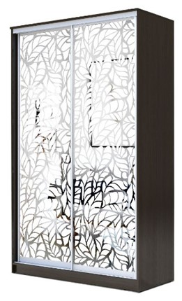 Шкаф 2-х дверный 2200х1500х420 два зеркала, "Листья" ХИТ 22-4-15-66-17 Венге в Новосибирске - изображение