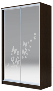 Шкаф 2400х1682х420 два зеркала, "Бабочки" ХИТ 24-4-17-66-05 Венге Аруба в Новосибирске - предосмотр