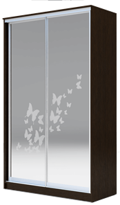 Шкаф 2-х створчатый 2300х1500х420 два зеркала, "Бабочки" ХИТ 23-4-15-66-05 Венге Аруба в Новосибирске - предосмотр