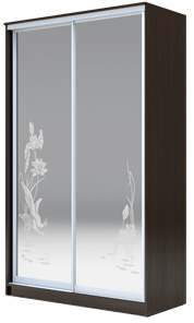 Шкаф 2-х дверный 2400х1500х620 два зеркала, "Цапли" ХИТ 24-15-66-01 Венге Аруба в Новосибирске - предосмотр