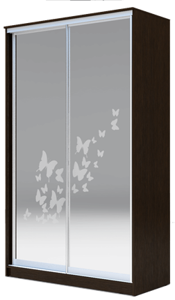 Шкаф 2-х створчатый 2200х1362х620 два зеркала, "Бабочки" ХИТ 22-14-66-05 Венге Аруба в Новосибирске - изображение