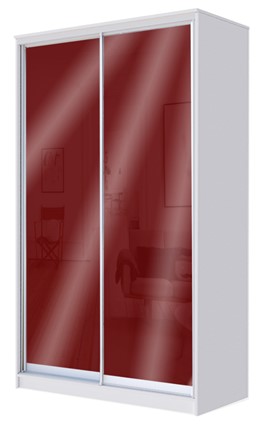 Шкаф 2200х1362х420 с цветным стеклом ХИТ 22-4-14-22 Бургунд 312, Белый в Новосибирске - изображение