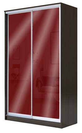 Шкаф 2-х створчатый 2200х1500х620 с цветным стеклом ХИТ 22-15-22, Бургунд 312, Венге в Новосибирске - изображение