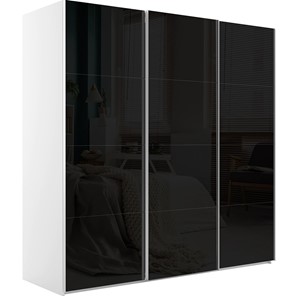 Шкаф 3-х створчатый Эста, 12 черных стекол, 2700x660x2200, белый снег в Новосибирске