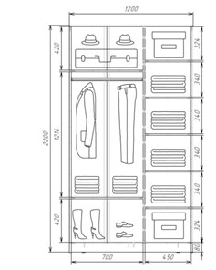 Шкаф-купе двухстворчатый Хит-22-12-22 с цветным стеклом, средне-серый 074, Дуб сонома в Новосибирске - предосмотр 2