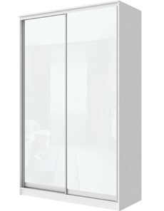 Шкаф 2-х створчатый Хит-22-4-14-22 с цветным стеклом, белое №10, Белый корпус в Новосибирске