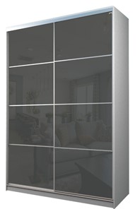 Шкаф 2-х створчатый MAX МШ-23-6-16-22, Профиль Серебро/Цвет Белый/Oracal Темно-серый в Новосибирске