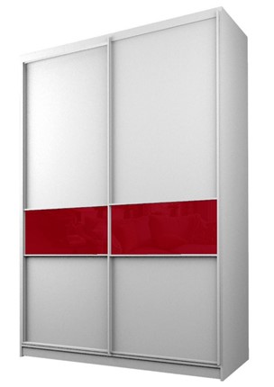 Шкаф 2-х дверный MAX МШ-23-6-16-99, Профиль Белый/Цвет Белый/Стекло с пленкой Oracal бургунди в Новосибирске - изображение