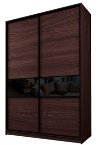 Шкаф 2-х створчатый MAX МШ-23-6-16-99, Профиль Черный/Цвет Венге/Стекло с черной пленкой Oracal в Новосибирске