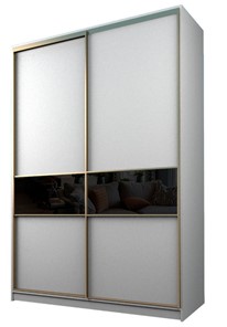 Шкаф 2-х дверный MAX МШ-23-6-16-99, Профиль Золото/Цвет Белый/Стекло с черной пленкой Oracal в Новосибирске