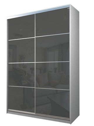 Шкаф 2-х створчатый MAX МШ-25-6-18-22, Профиль Серебро/Цвет Белый/Oracal Темно-серый в Новосибирске - изображение